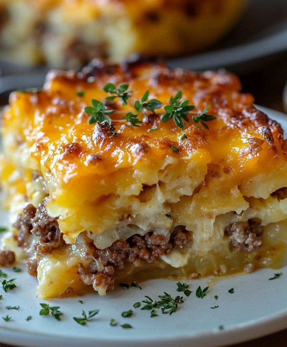 Cheesy Hamburger Hashbrown Casserole