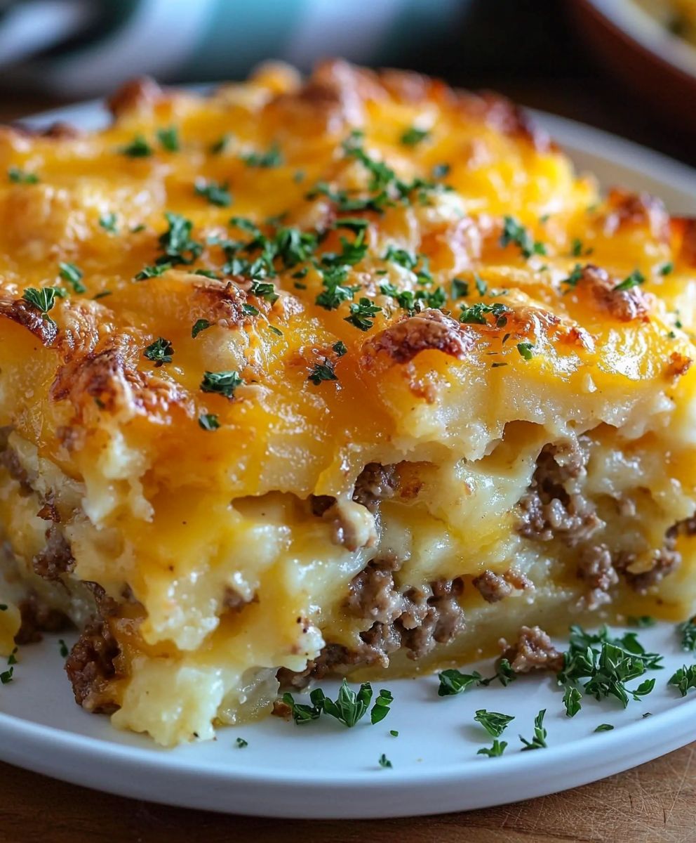 Cheesy Hamburger Hashbrown Casserole