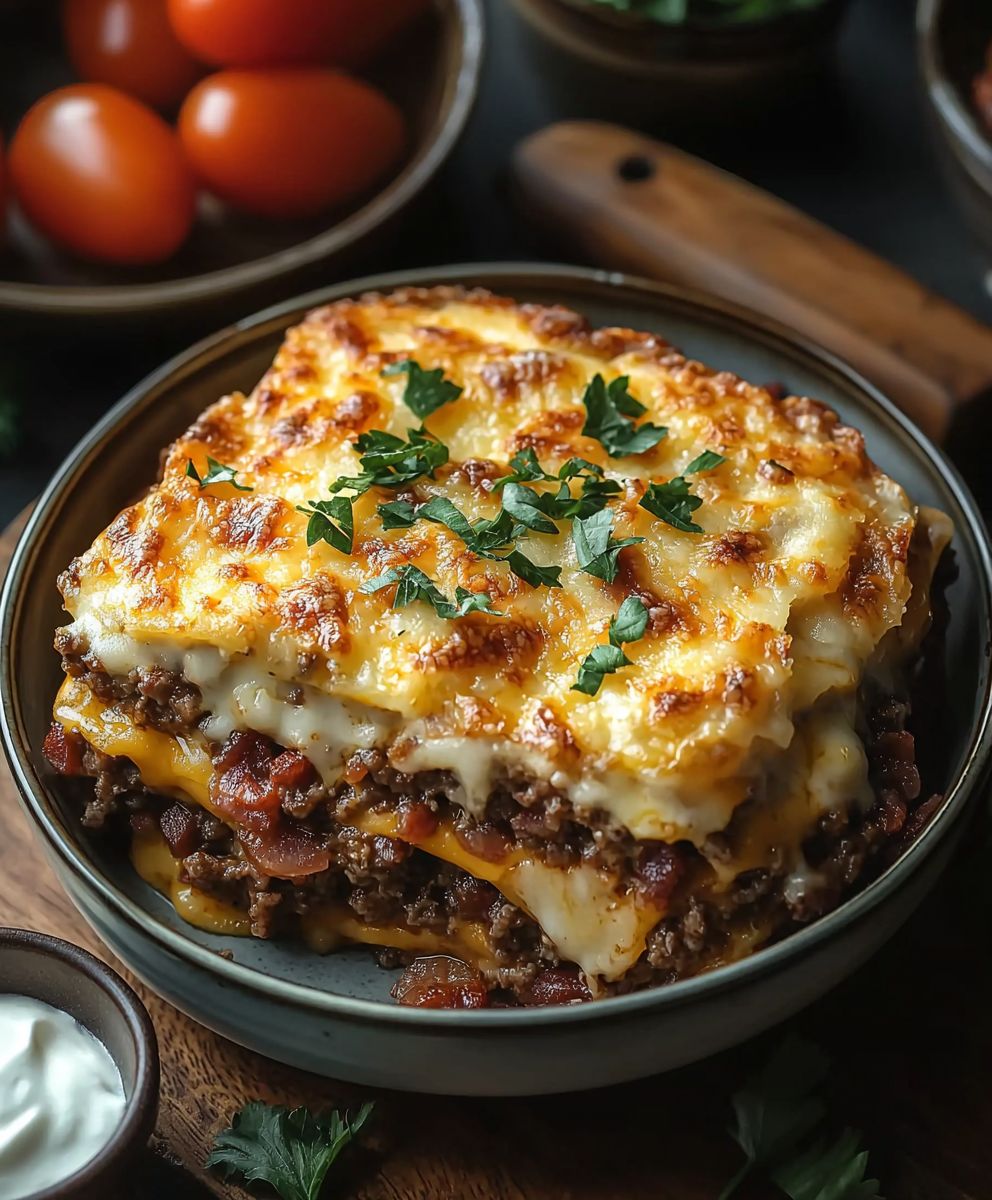 Low-Carb Bacon Cheeseburger Casserole