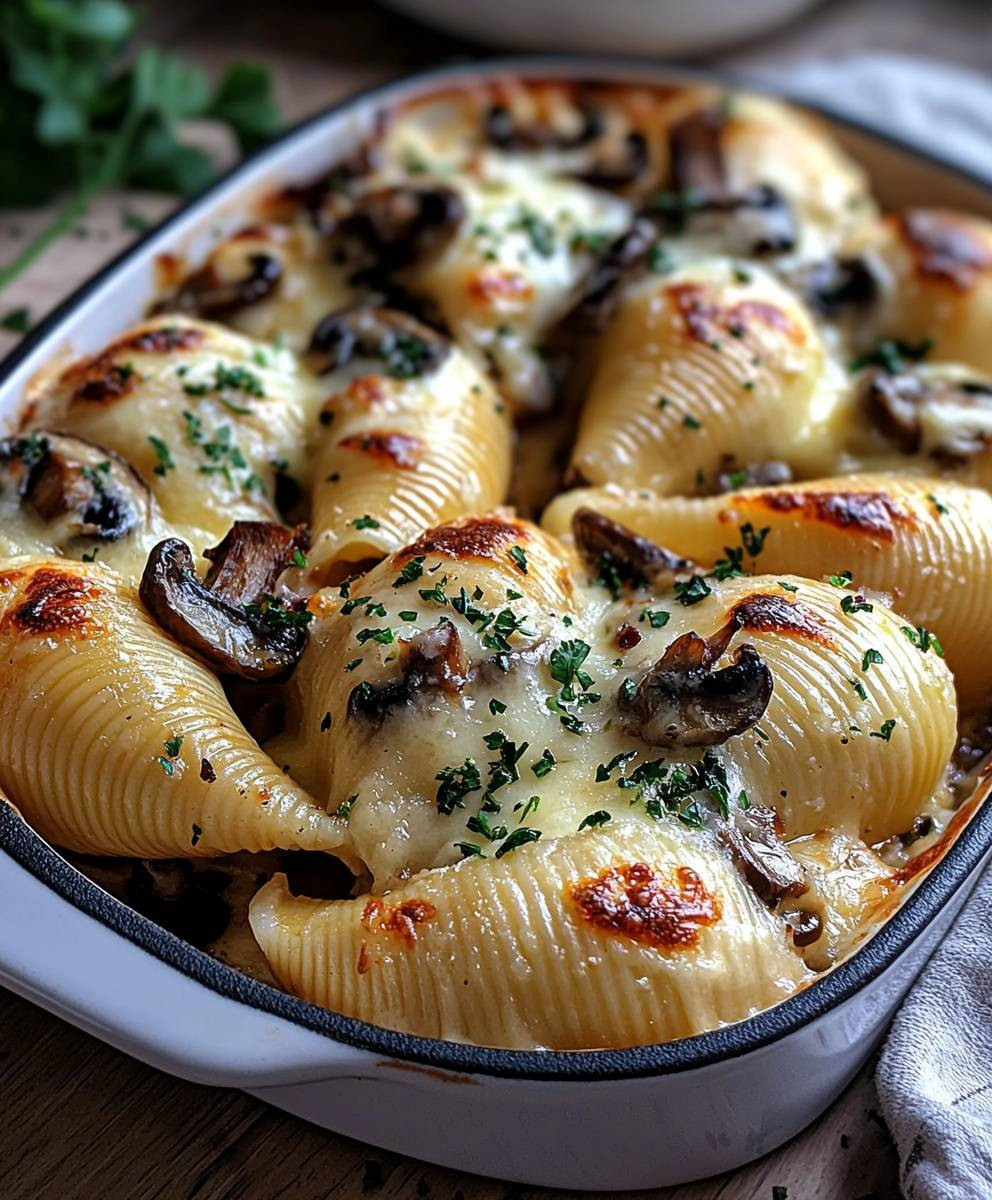 Creamy Garlic Mushroom Shells