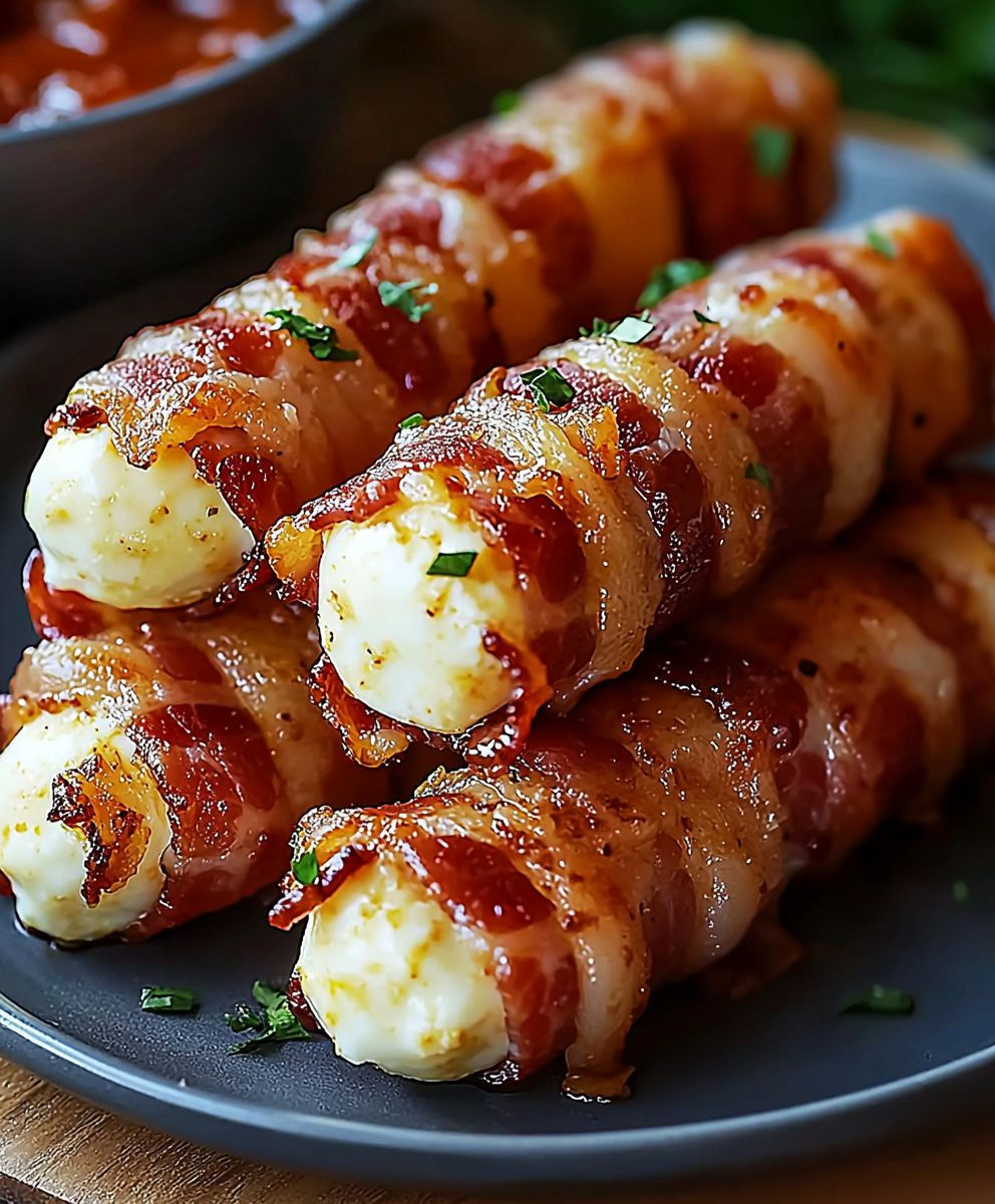 Cheesy Bacon-Wrapped Mozzarella Sticks
