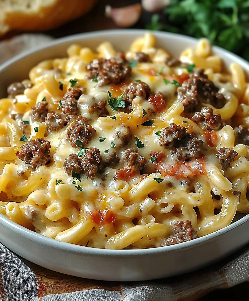 Loaded Cheeseburger Alfredo Pasta