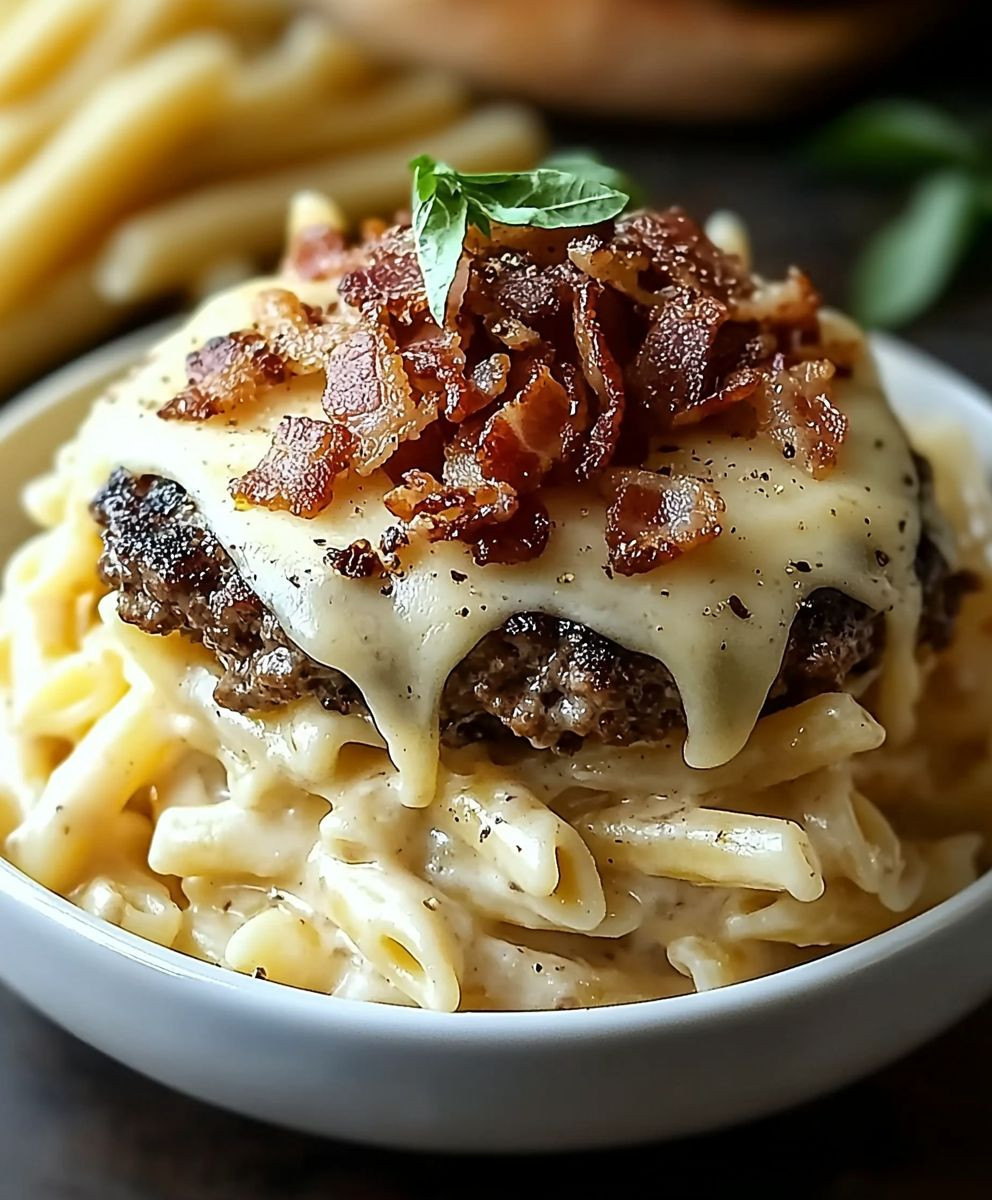Bacon Cheeseburger Alfredo Pasta