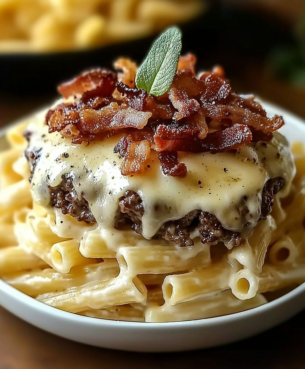 Bacon Cheeseburger Alfredo Pasta