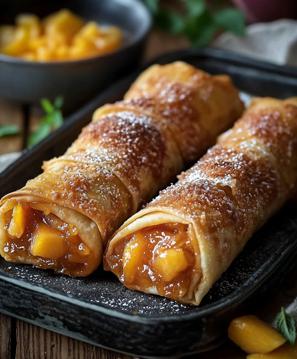 Peach Cobbler Egg Rolls