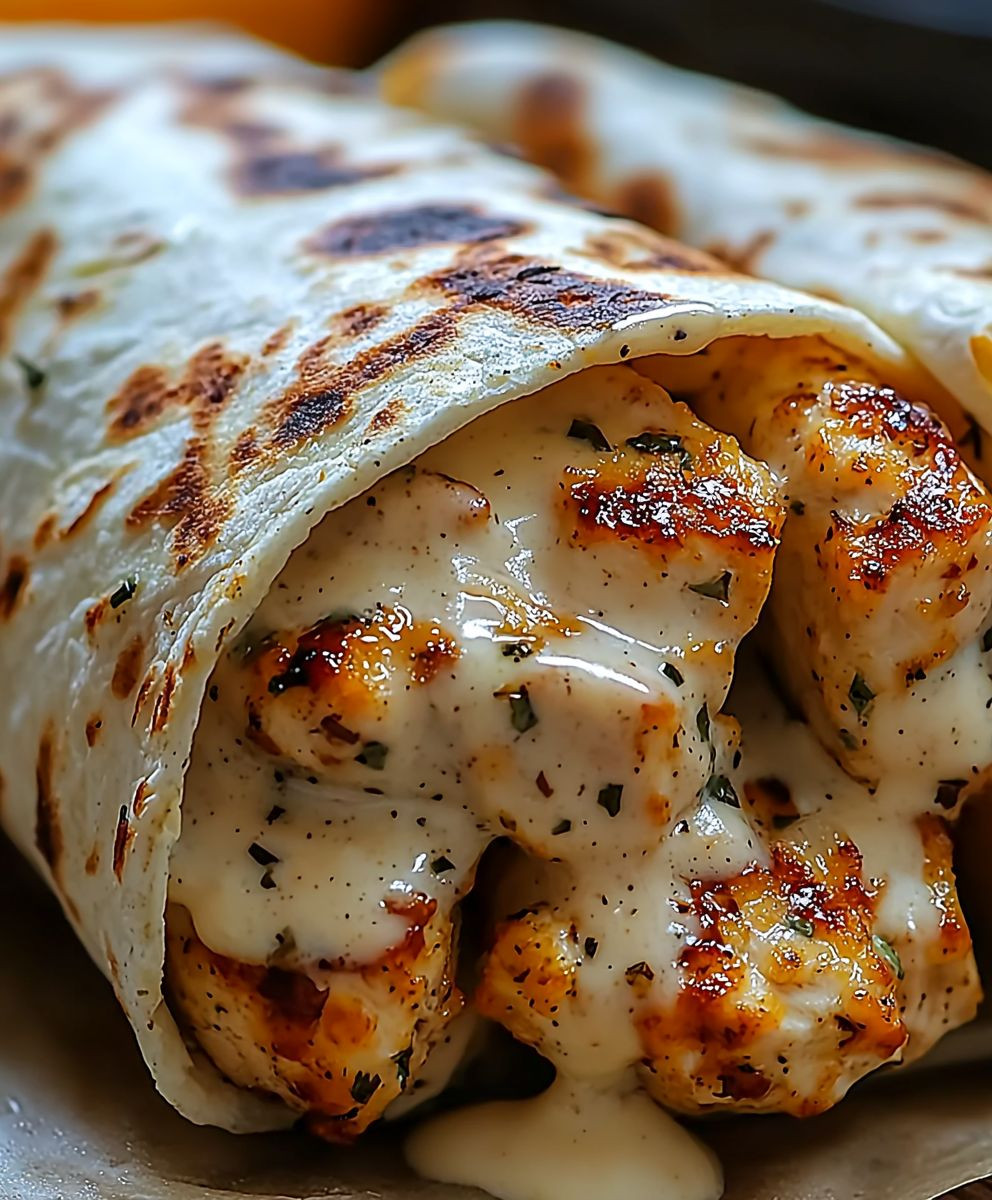 Cheesy Garlic Chicken Wraps
