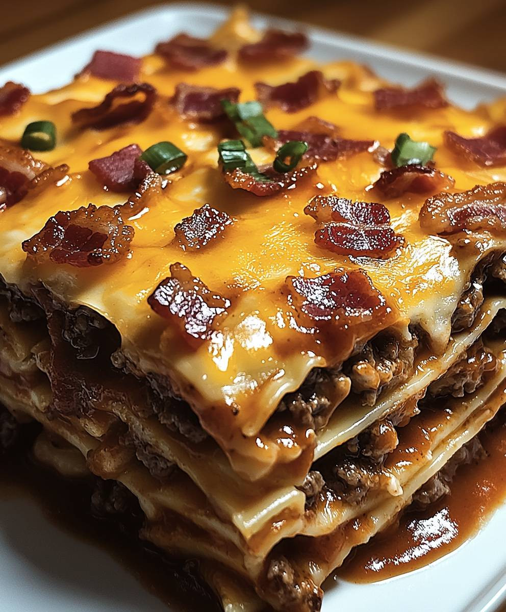 BBQ Bacon Cheeseburger Lasagna