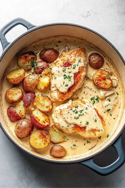 Chicken and Potatoes with Dijon Cream Sauce