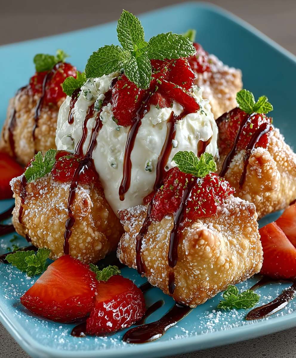 Strawberry cheesecake wontons