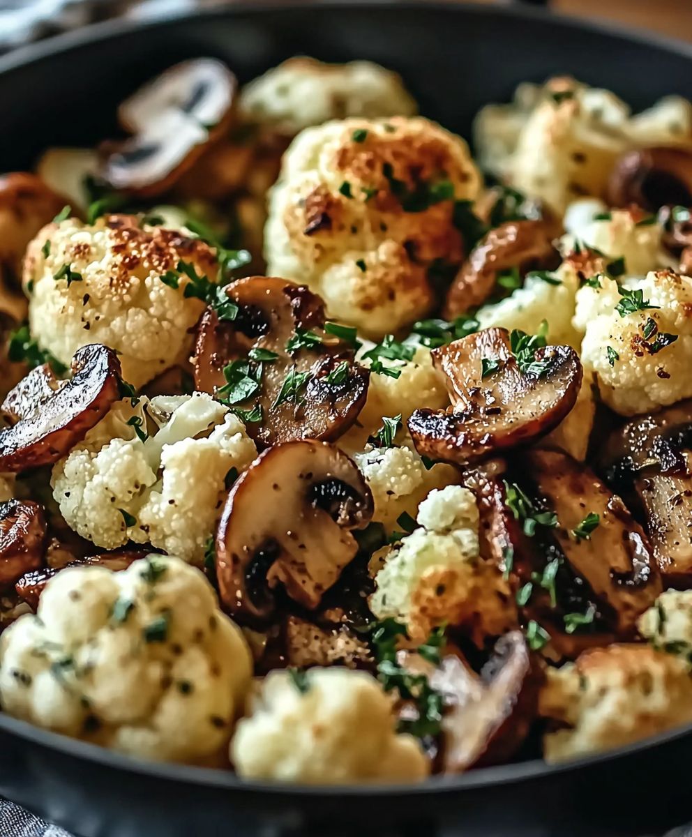 Garlic Mushrooms Cauliflower Skillet