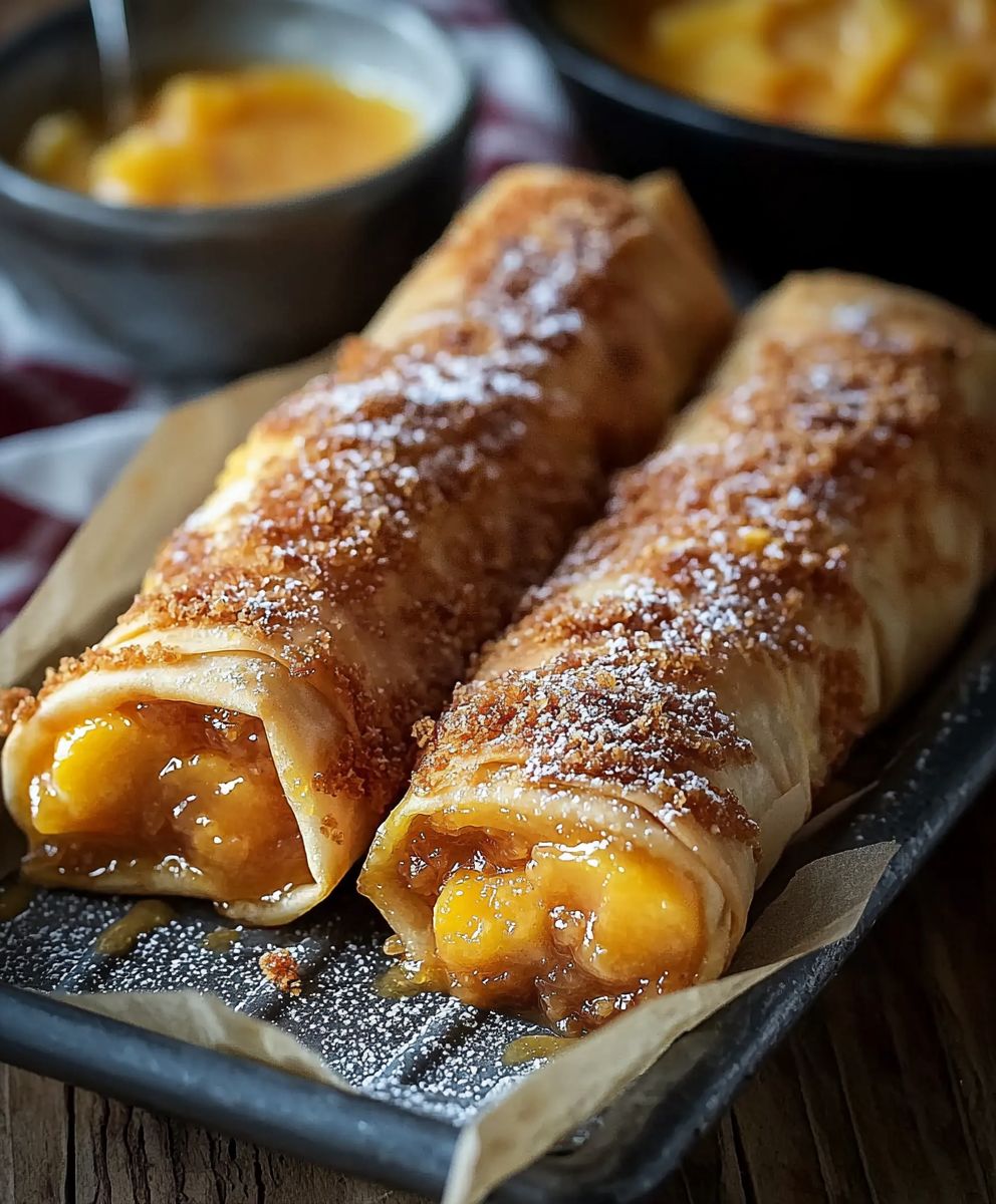 Peach Cobbler Egg Rolls