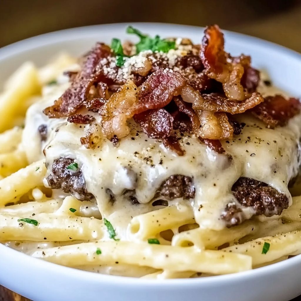 Cheeseburger Alfredo Pasta