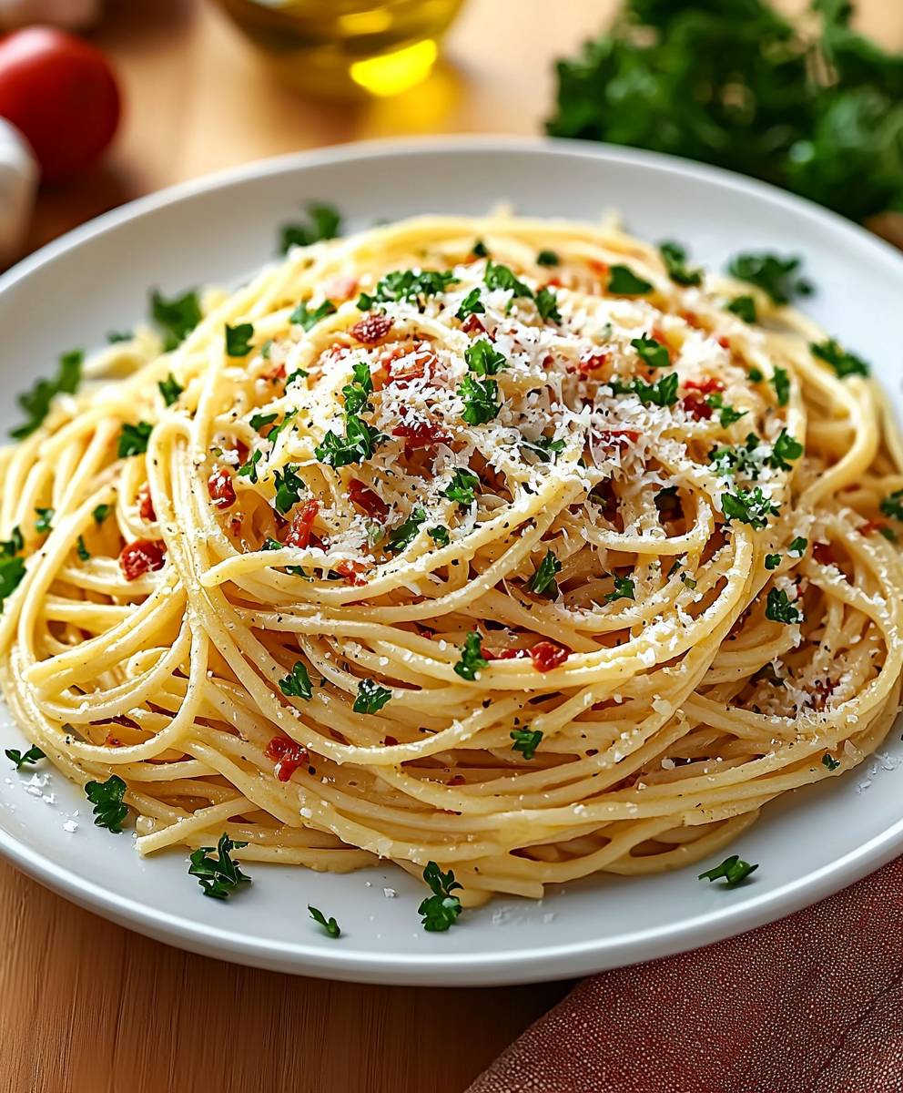 Spaghetti garlic oil