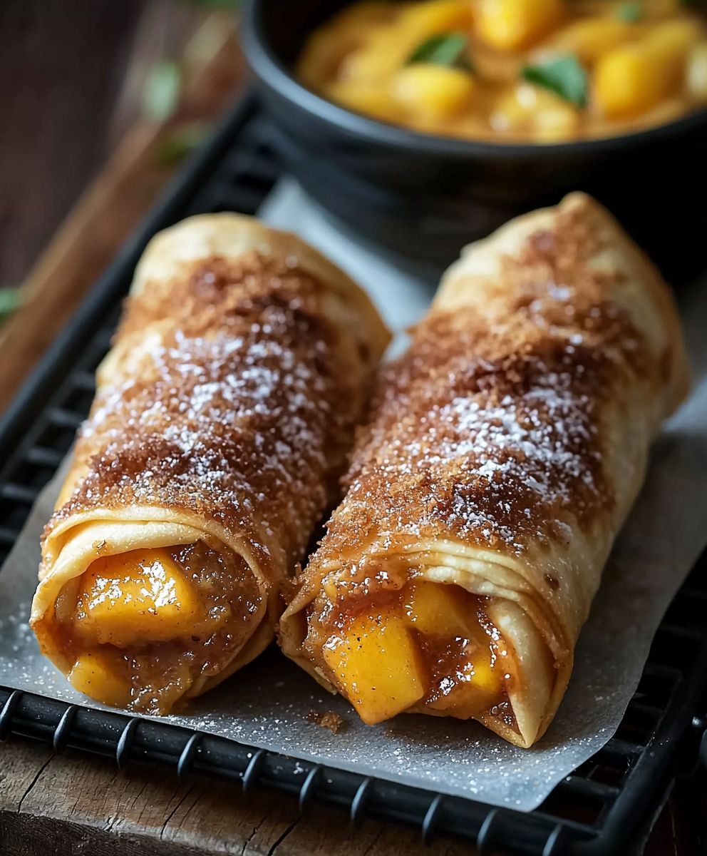Peach Cobbler Egg Rolls