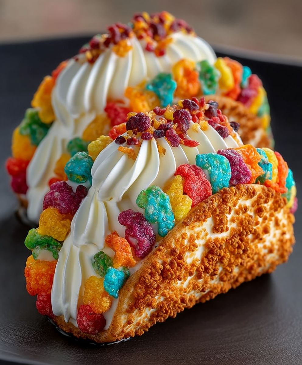 Fruity Pebbles Cheesecake Tacos