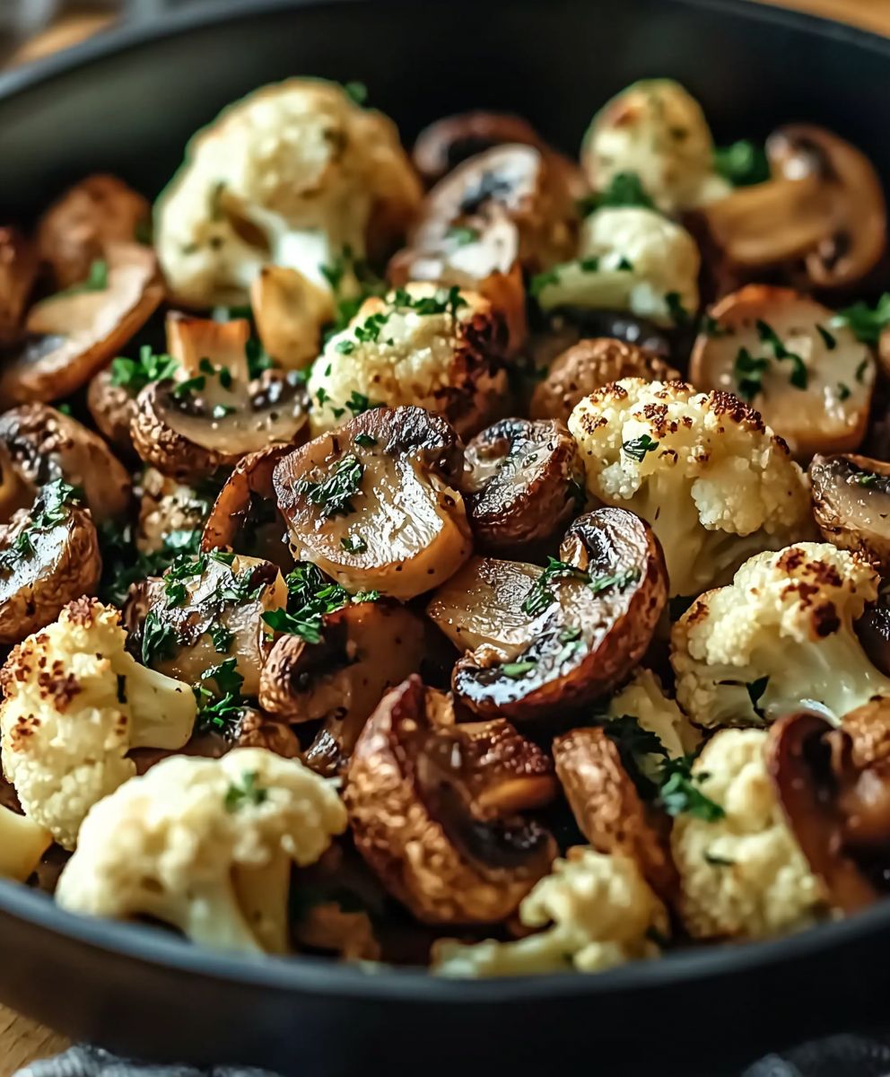 Garlic Mushrooms Cauliflower Skillet