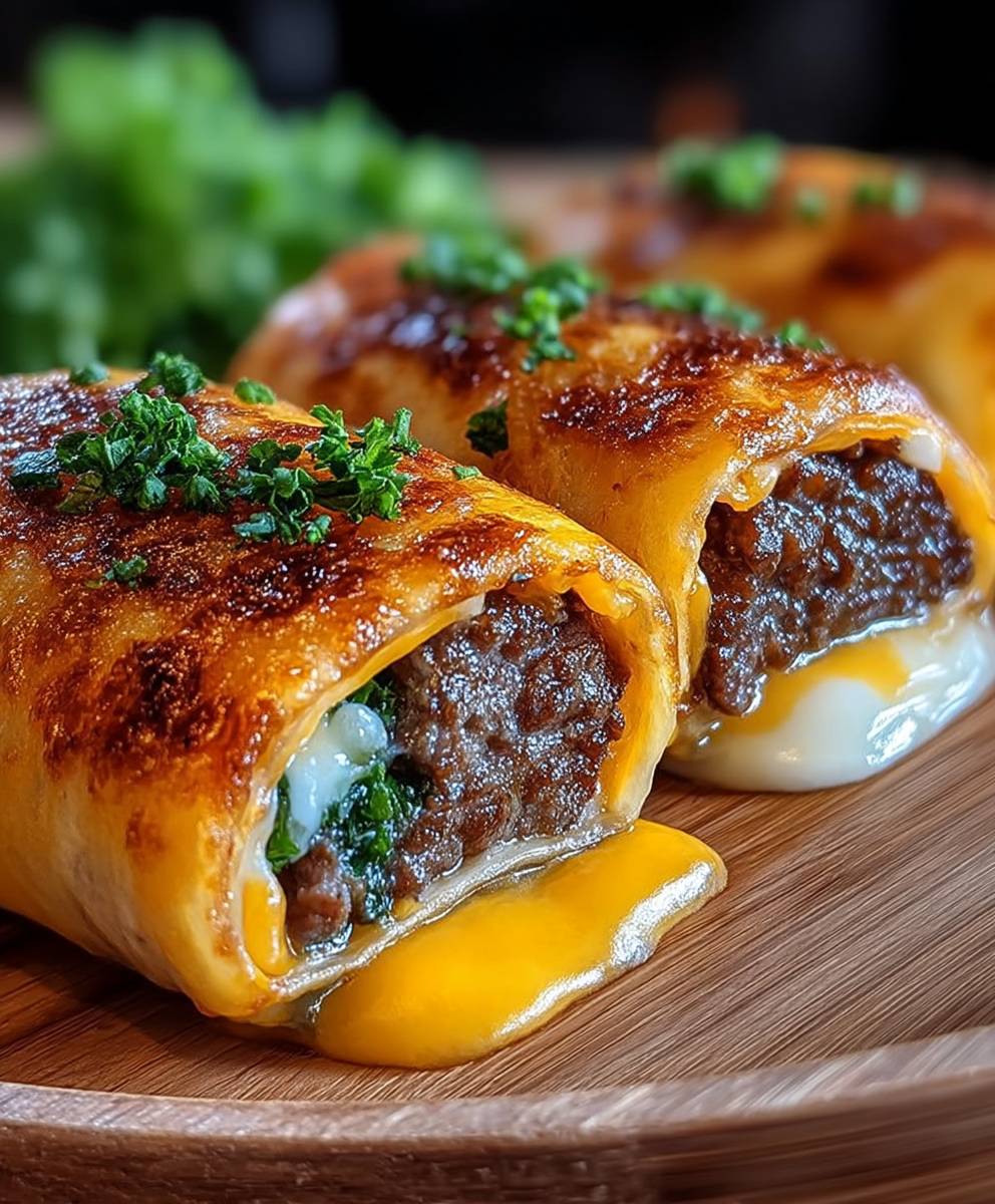 Garlic Butter Cheeseburger Rollups