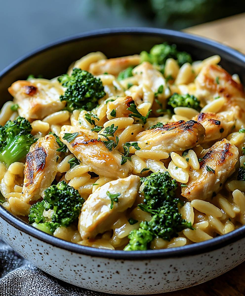 Cheesy Chicken Broccoli Orzo
