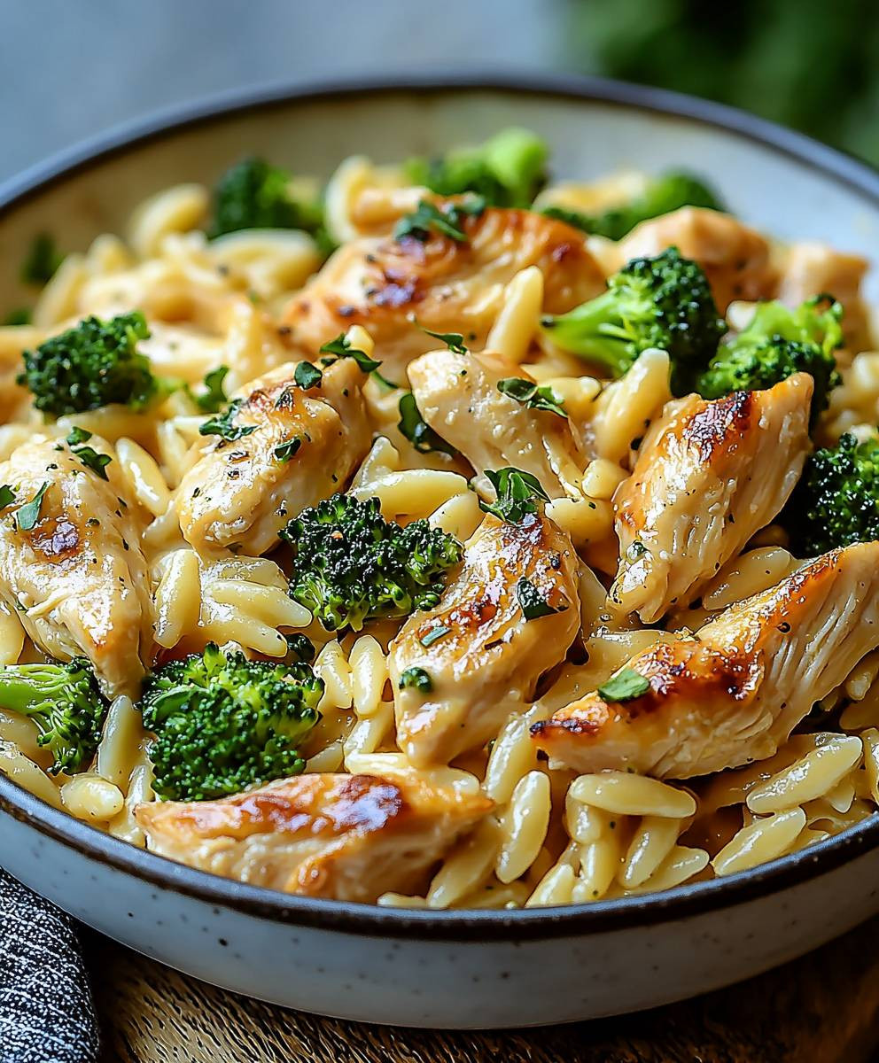 Cheesy Chicken Broccoli Orzo
