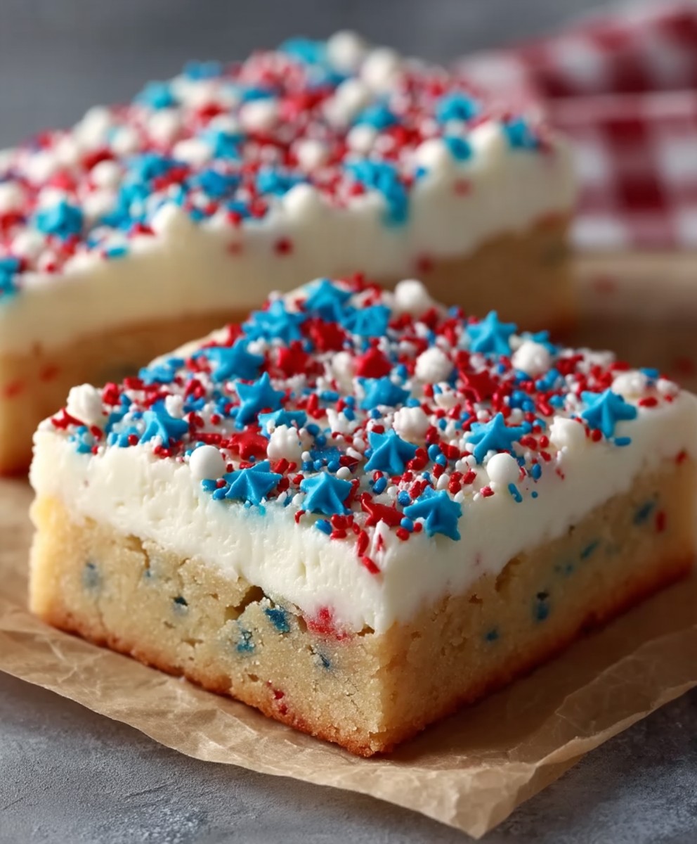 Patriotic sugar cookie bars