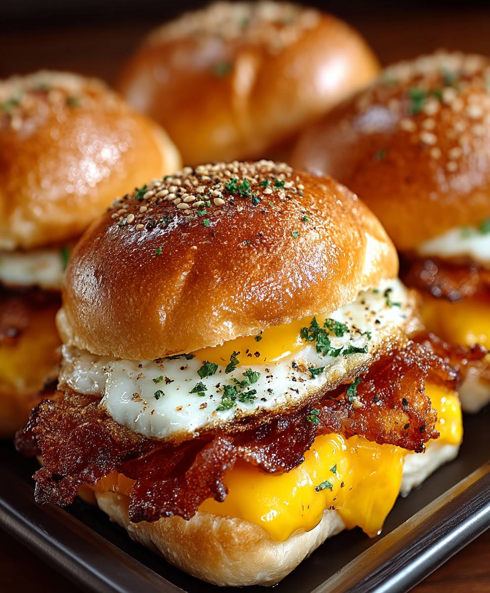 Breakfast sliders bacon egg cheese