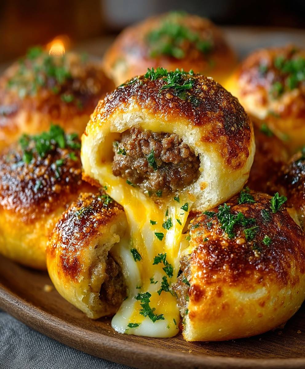 Garlic Parmesan Cheeseburger Bombs
