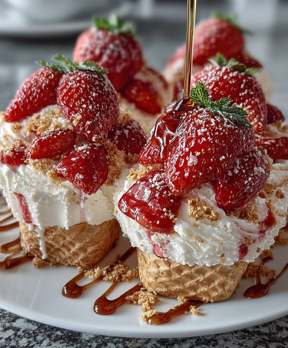 Strawberry Crunch Cheesecake Cones
