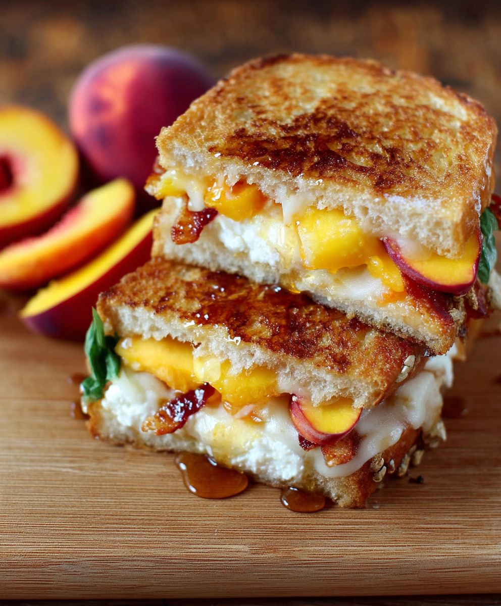 Peach white cheddar grilled cheese