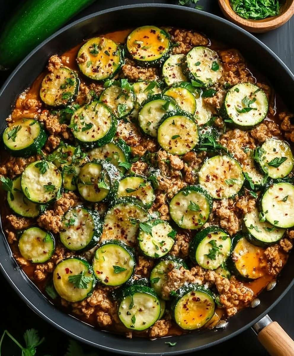 Ground turkey zucchini skillet