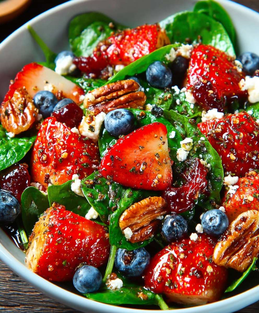 Strawberry spinach salad