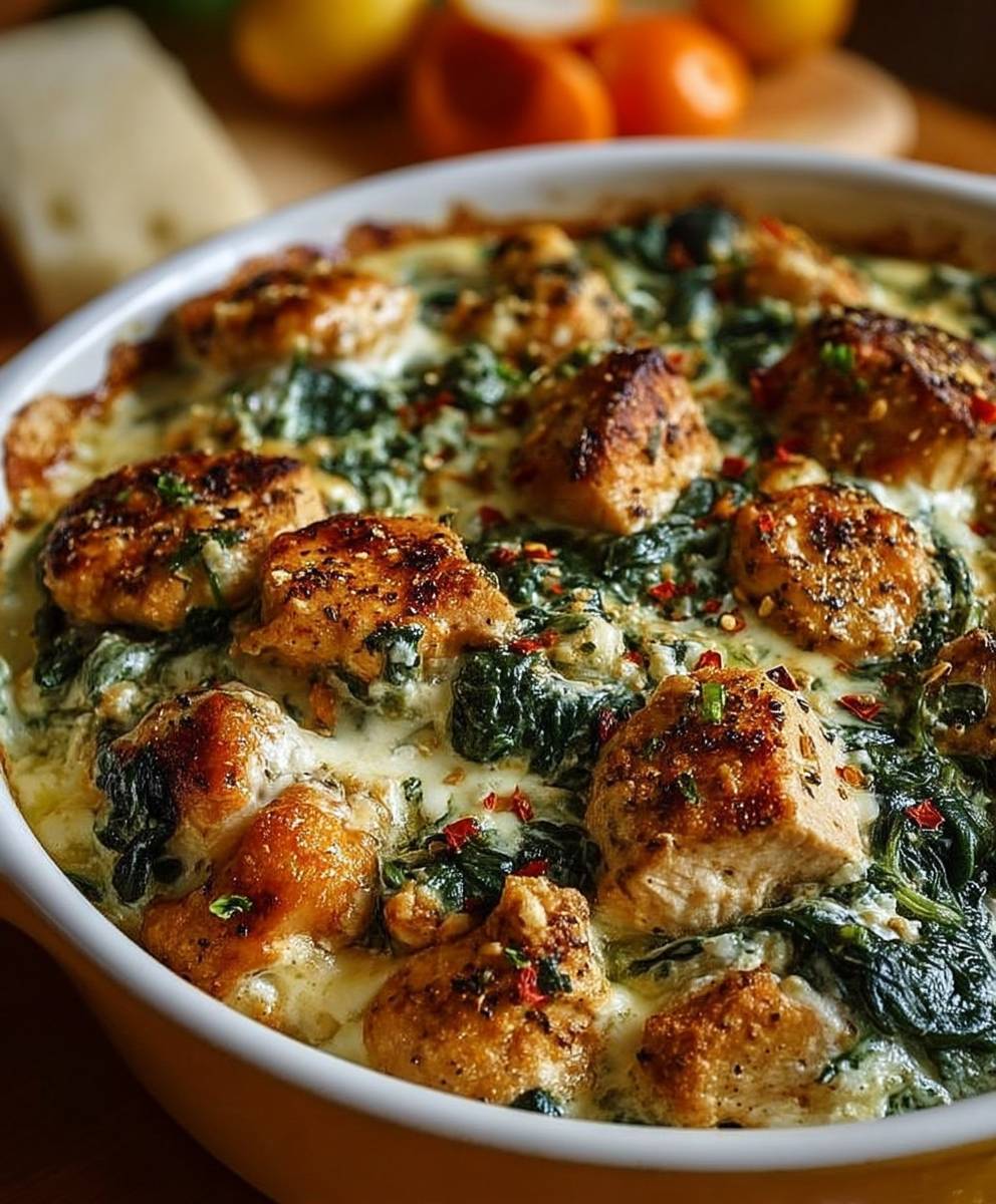 Chicken Spinach Cream Cheese Casserole