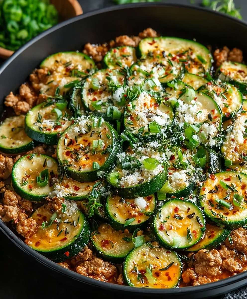 Ground turkey zucchini skillet