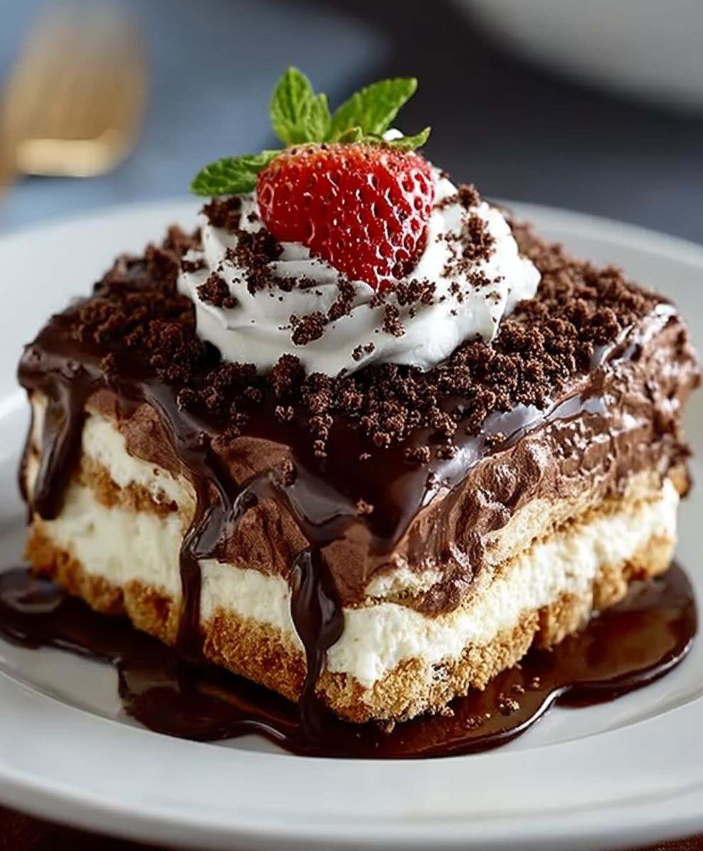 Chocolate Eclair No Bake Cake