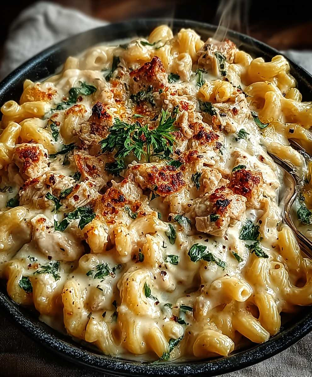 Crockpot Garlic Parmesan Chicken Pasta