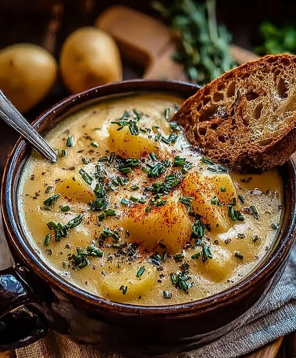 Cheddar Garlic Herb Potato Soup