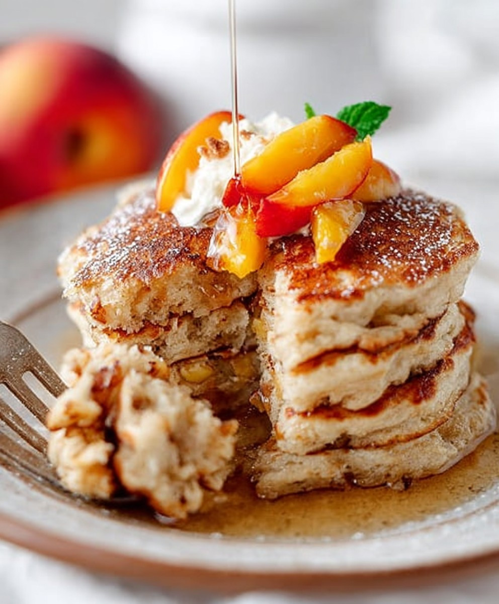 Cinnamon peach pancakes