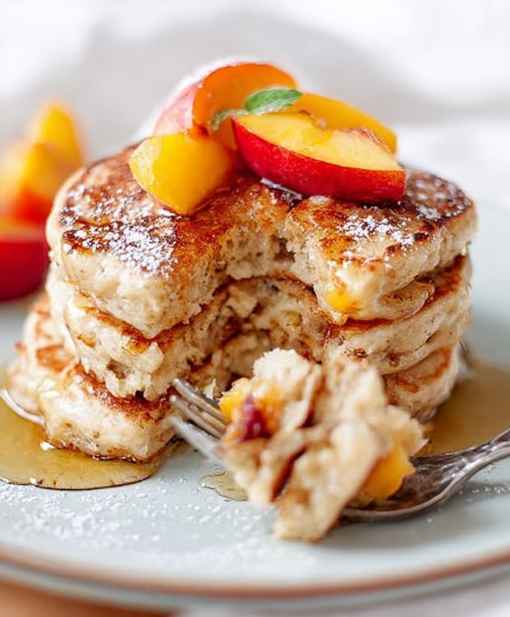 Cinnamon peach pancakes