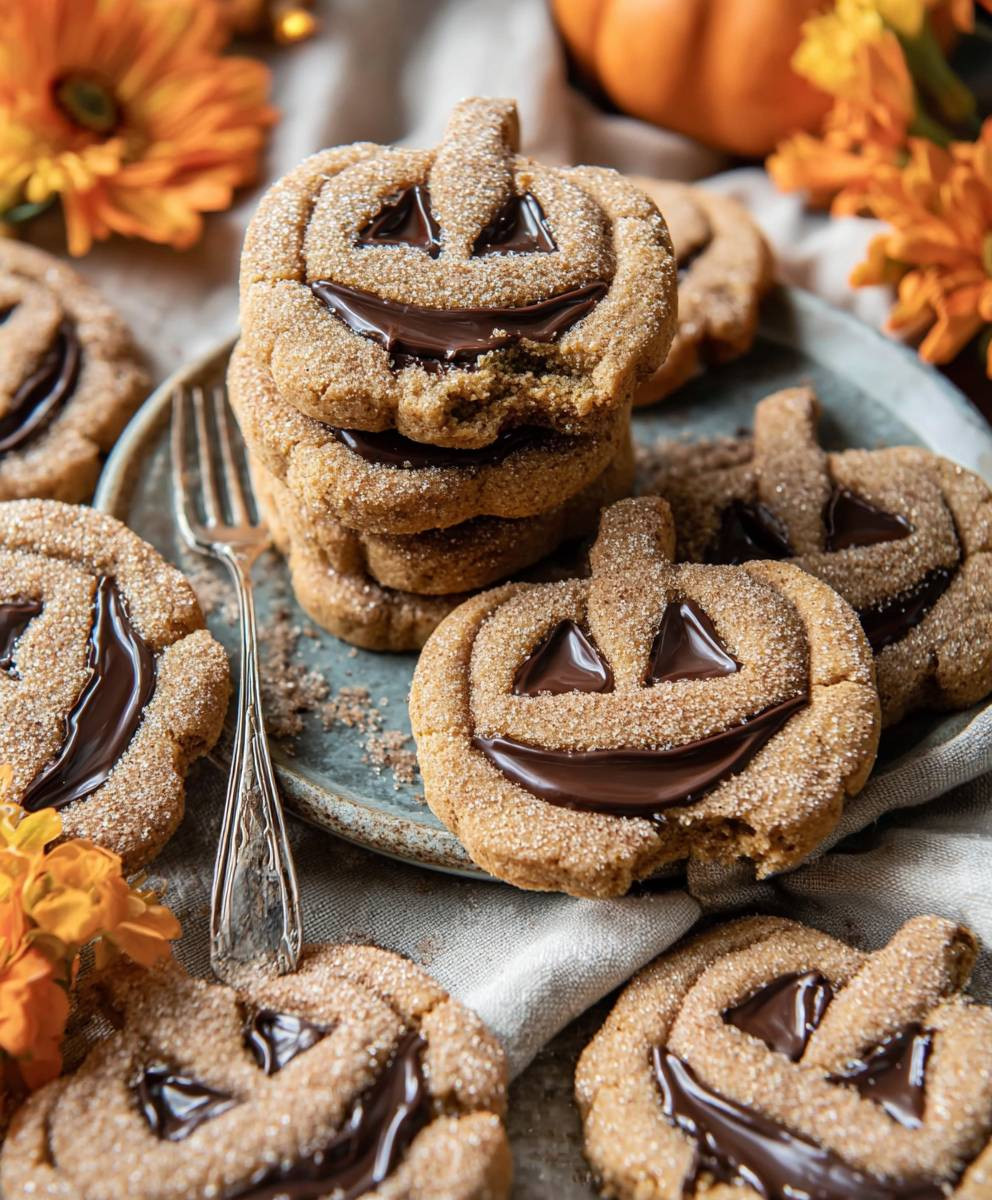 Jack O Lantern Stuffed Cookies