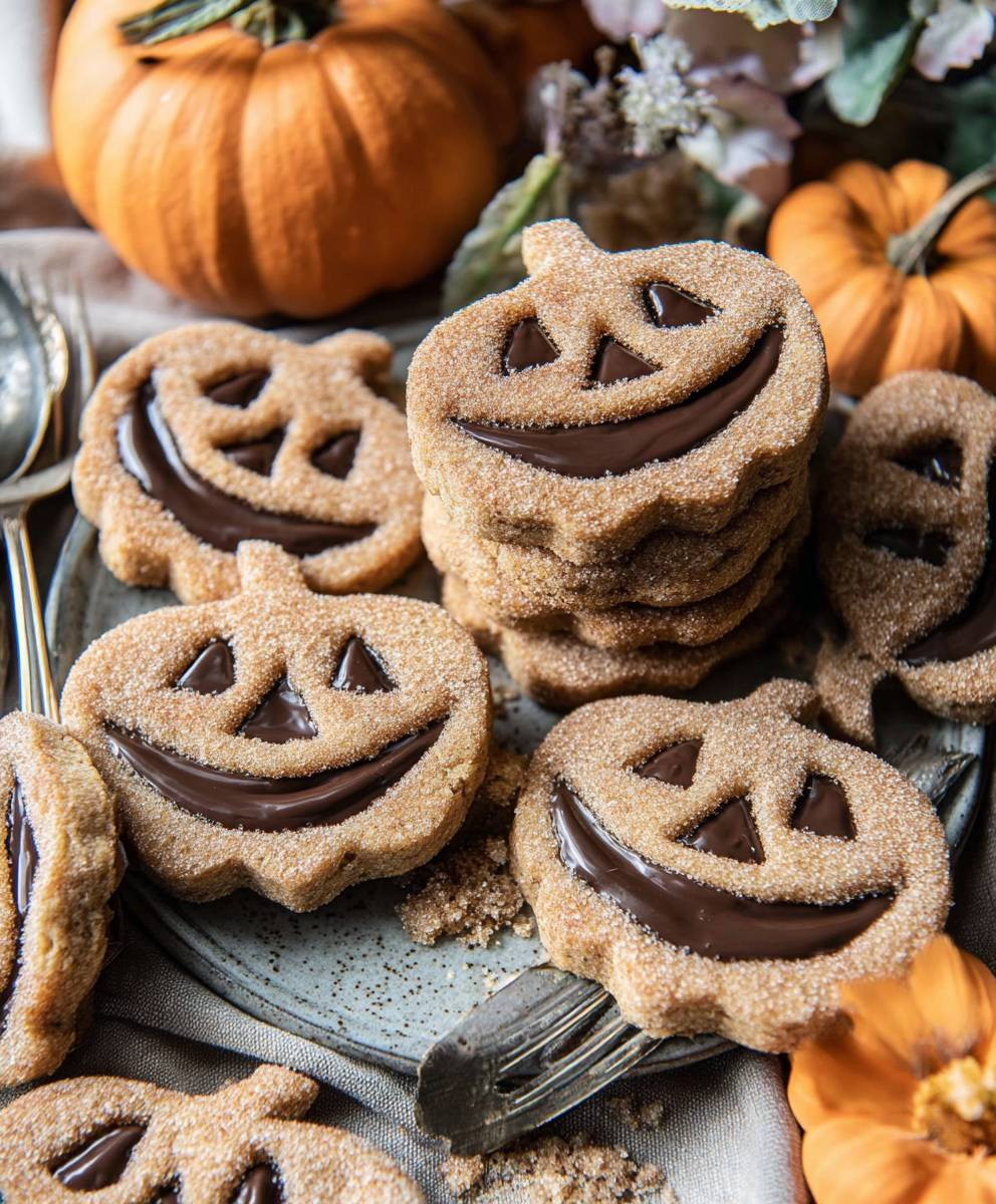 Jack O Lantern Stuffed Cookies