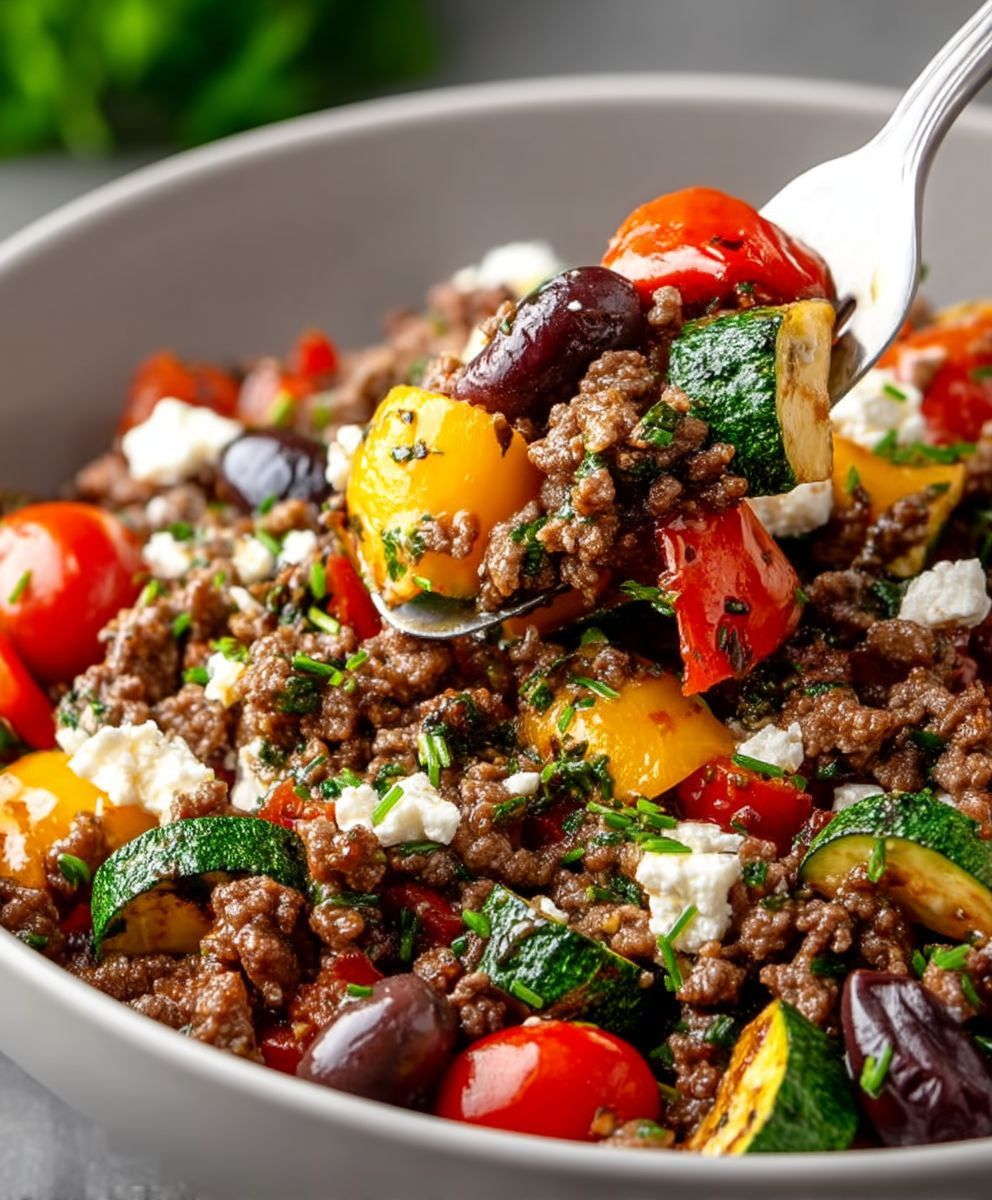 Mediterranean Ground Beef Stir Fry