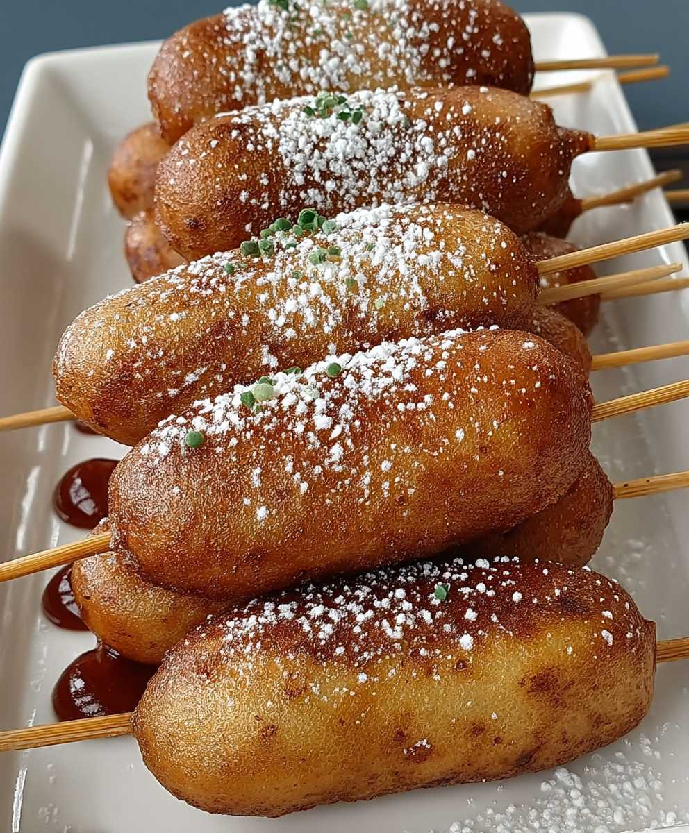 Sausage pancake on stick