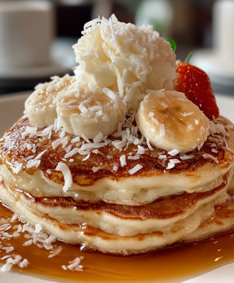 Coconut cream pancakes
