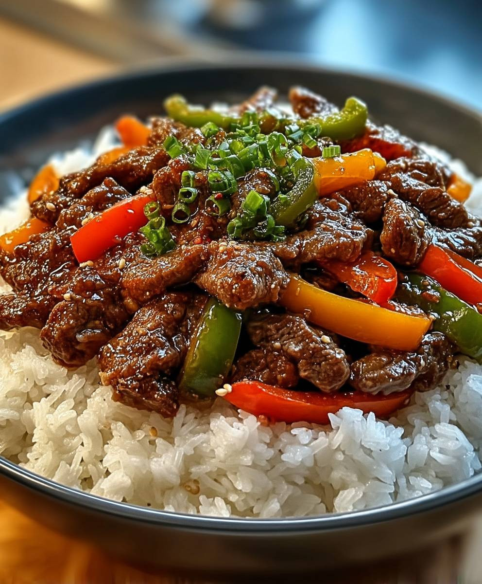 Beef pepper rice bowl