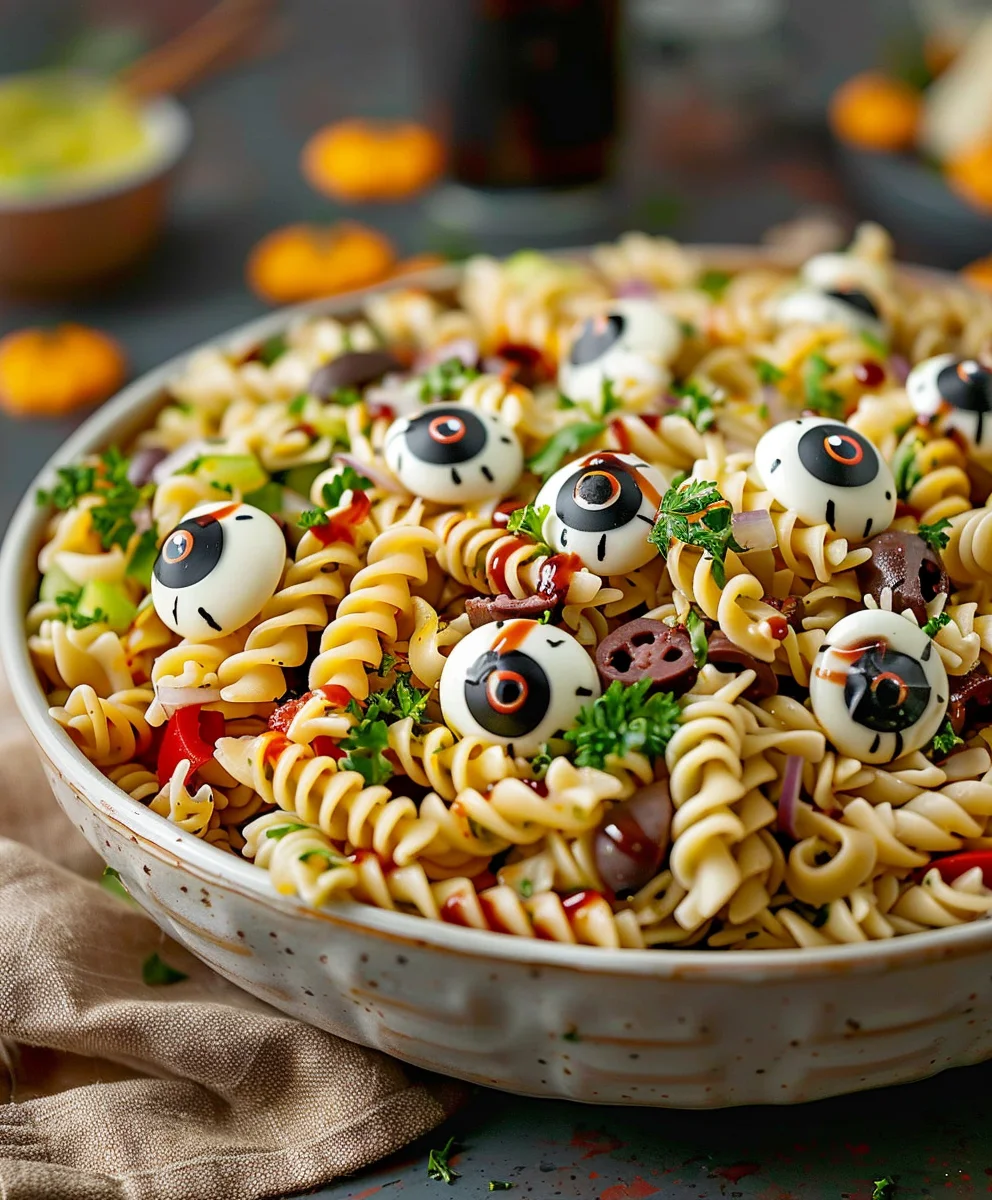 Eyeball Pasta Salad: Creepy Mozzarella Fun for Halloween