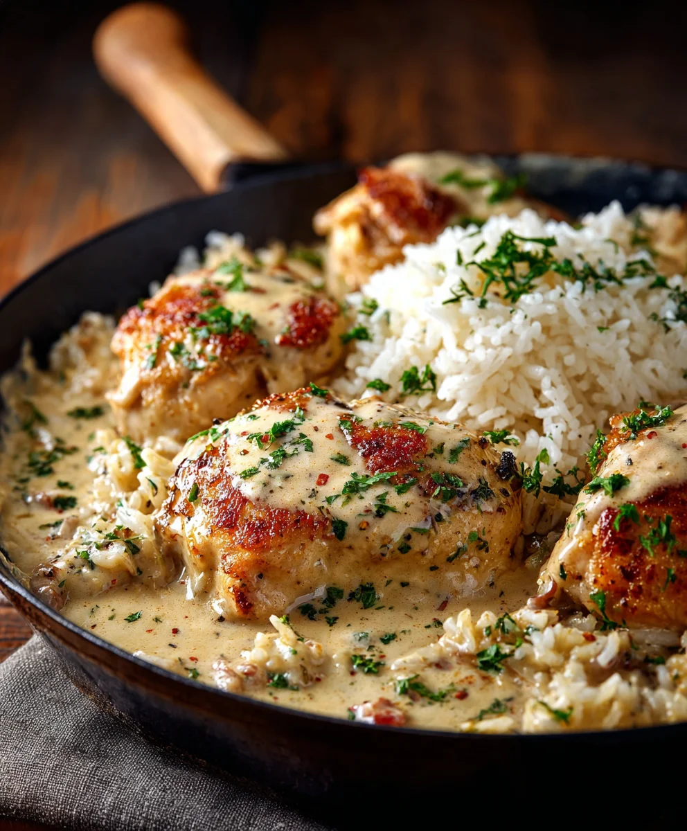 Irresistible Creamy Smothered Chicken And Rice Dinner