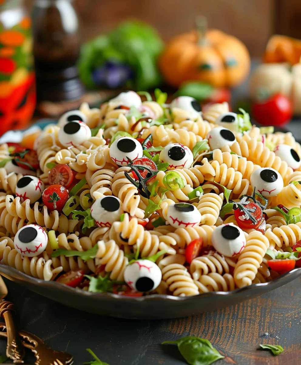 Eyeball Pasta Salad: Creepy Mozzarella Fun for Halloween