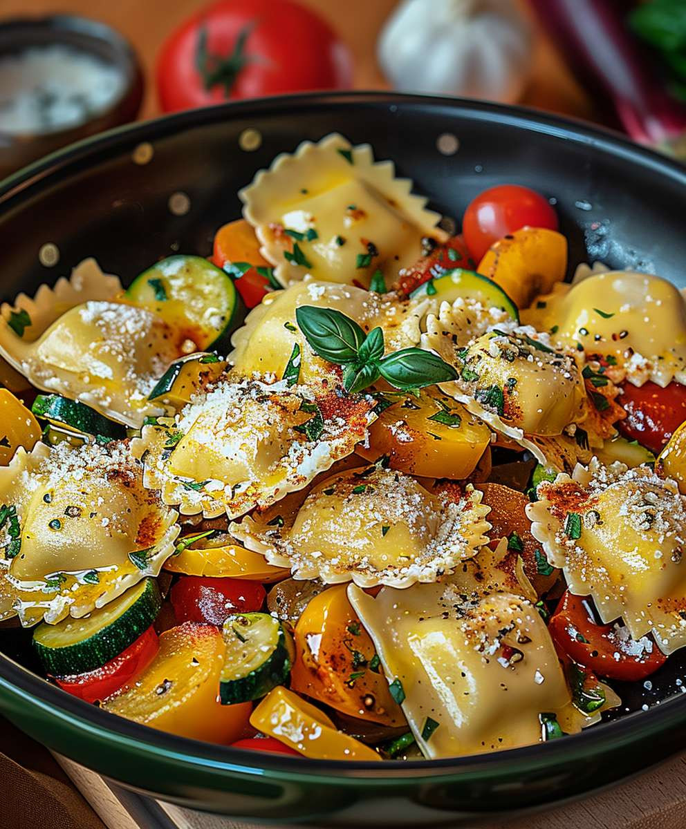 Colorful Ravioli Vegetable Pan