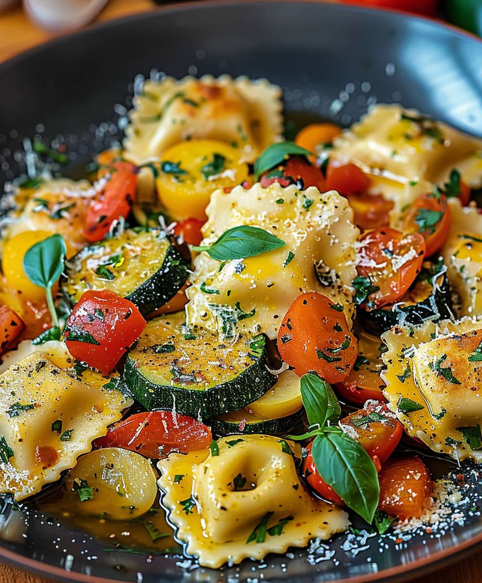 Colorful Ravioli Vegetable Pan