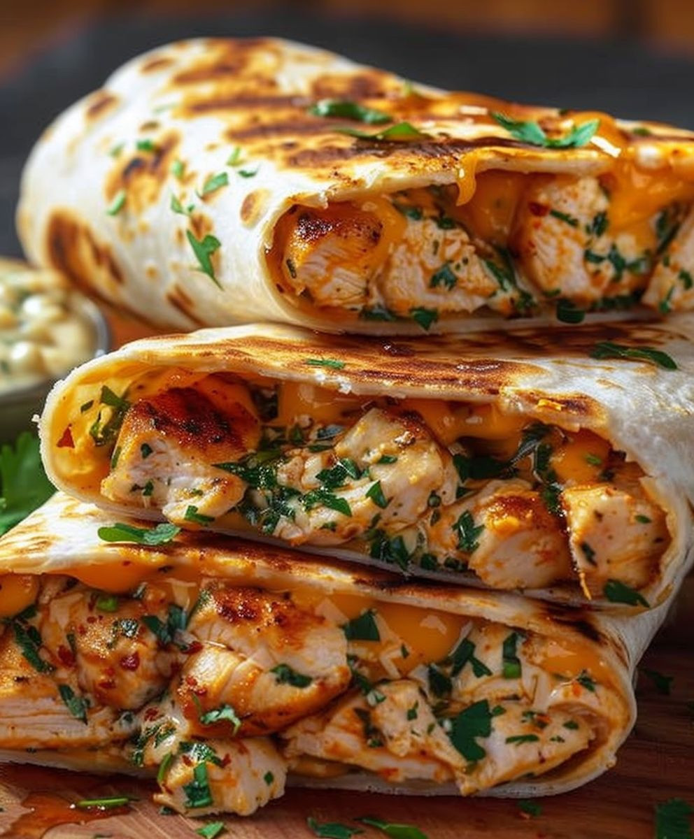 Cheesy Garlic Chicken Wraps