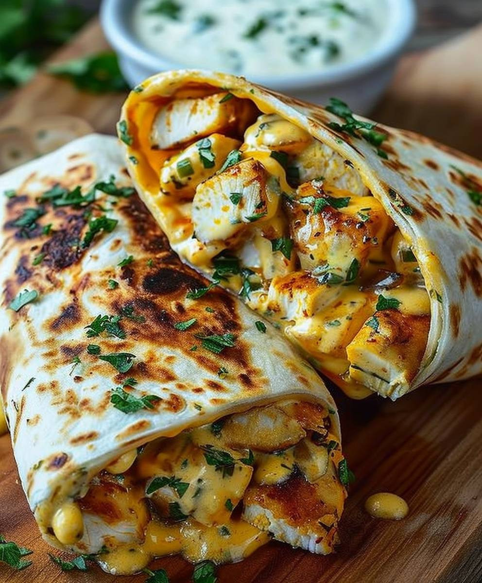 Cheesy Garlic Chicken Wraps